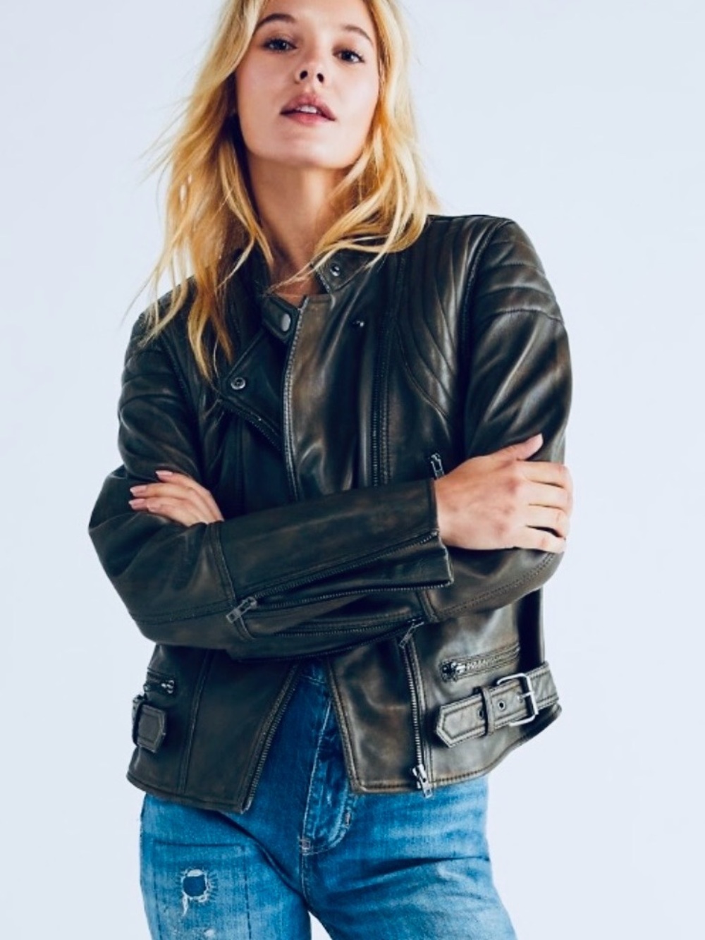 Free People Fenix Leather Moto Jacket ~ NWT